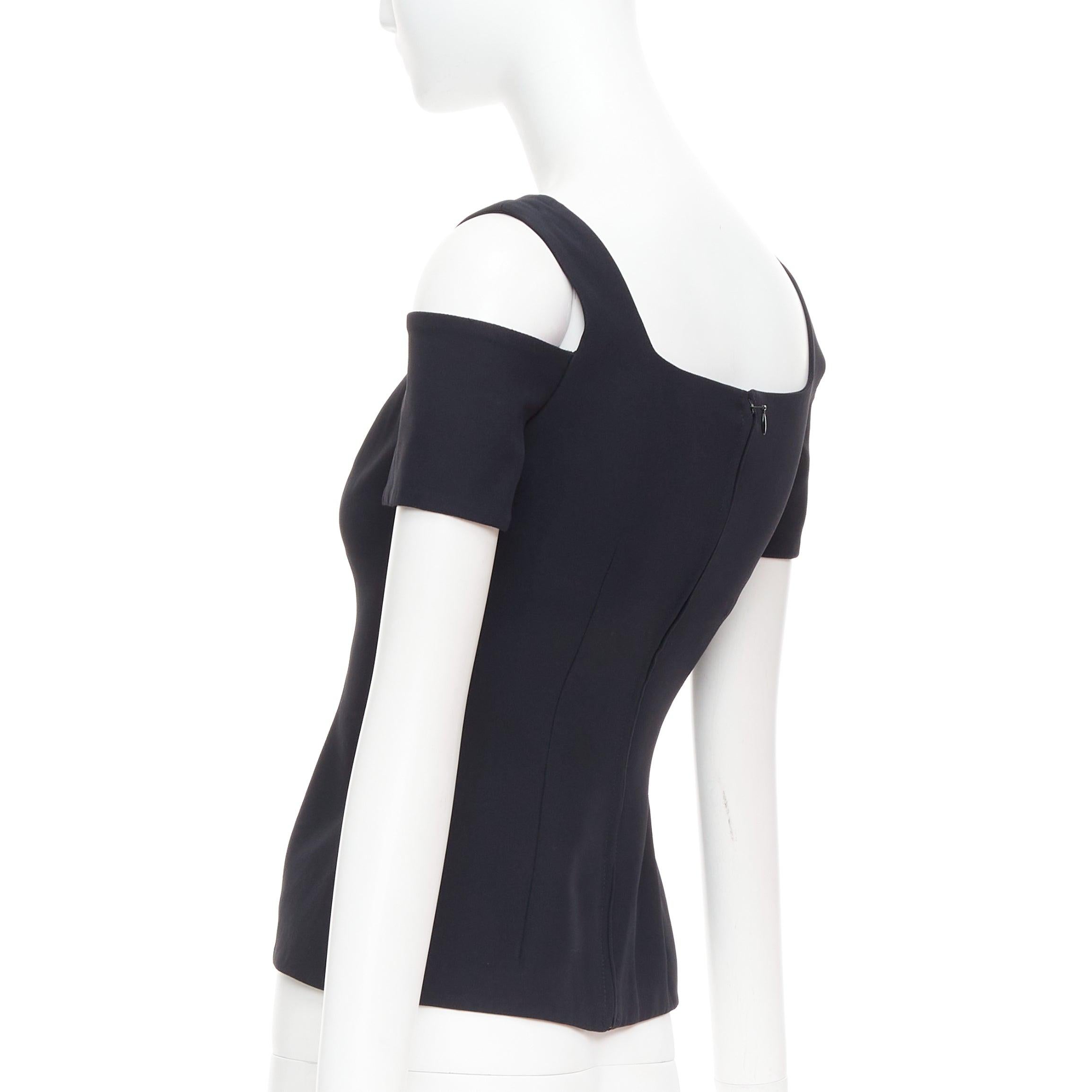 ALEXANDER MCQUEEN 2013 black cut out bust cold shoulder top IT38 XS For Sale 1