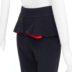 ALEXANDER MCQUEEN 2013 black red lined peplum cropped trousers IT40 S