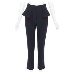 ALEXANDER MCQUEEN 2013 black red lined peplum cropped trousers IT40 S