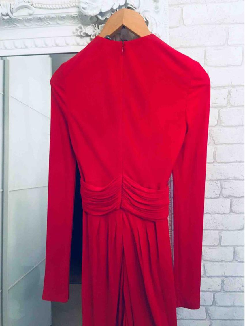  ALEXANDER MCQUEEN 2013 RED SILK MAXI Dress EU 42  In New Condition In Montgomery, TX