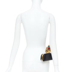 ALEXANDER MCQUEEN 2013 Stained Glass Crystal Crown Knuckle Box satin clutch