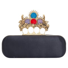 ALEXANDER MCQUEEN 2013 Stained Glass Crystal Crown Knuckle Box satin clutch