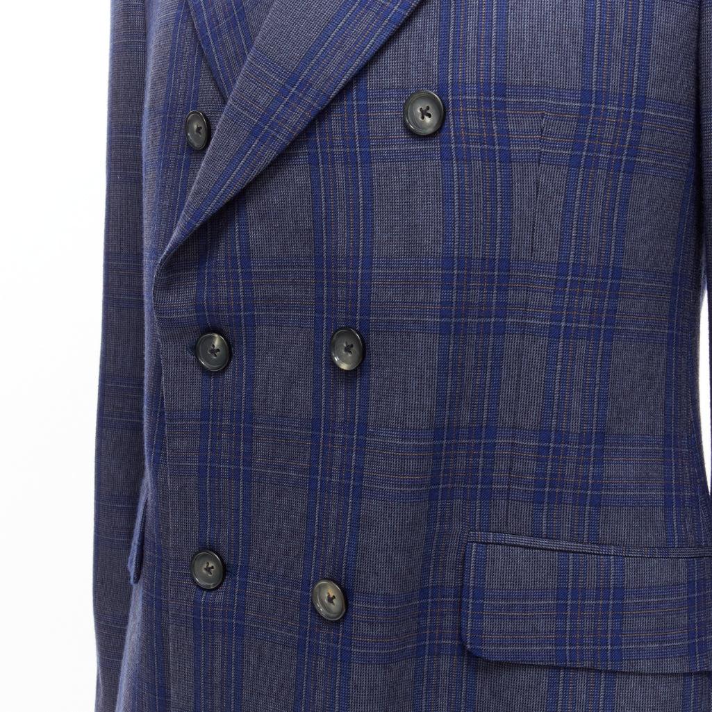ALEXANDER MCQUEEN 2014 navy blue check wool double breasted blazer IT48 M
Reference: JSLE/A00064
Brand: Alexander McQueen
Collection: 2014
Material: Wool, Cashmere
Color: Blue
Pattern: Checkered
Closure: Button
Lining: Blue Fabric
Extra Details: