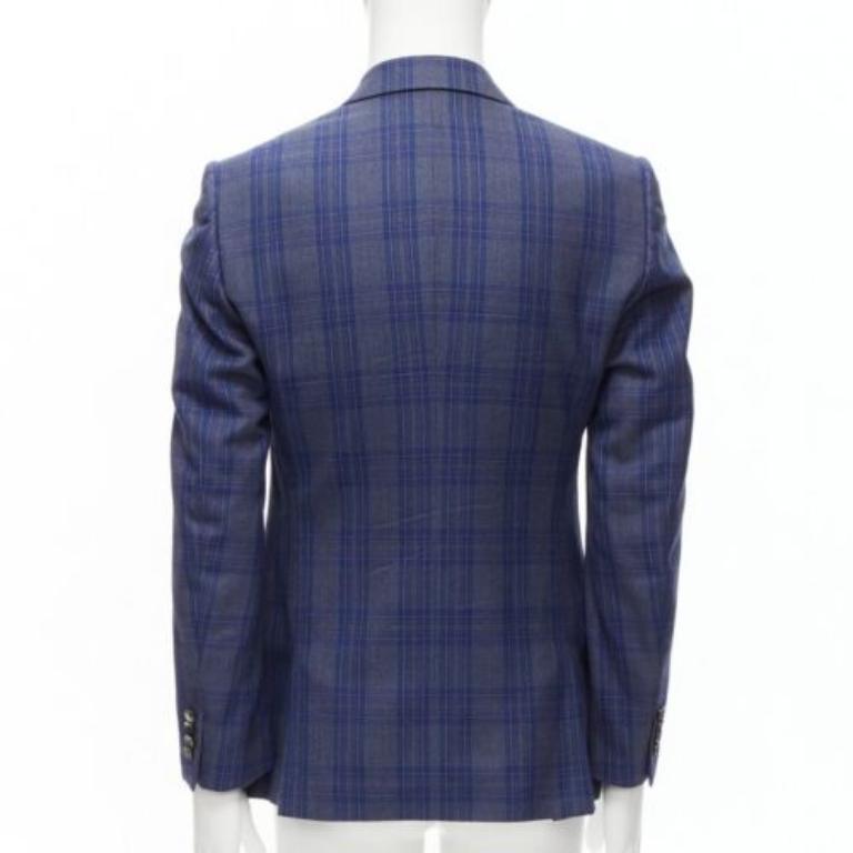 Blazer ALEXANDER MCQUEEN 2014 à carreaux bleu marine à double boutonnage IT48 M Pour hommes en vente