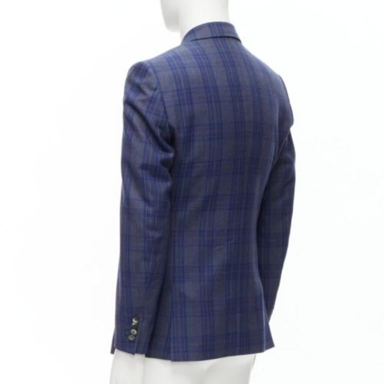 Blazer ALEXANDER MCQUEEN 2014 à carreaux bleu marine à double boutonnage IT48 M en vente 1