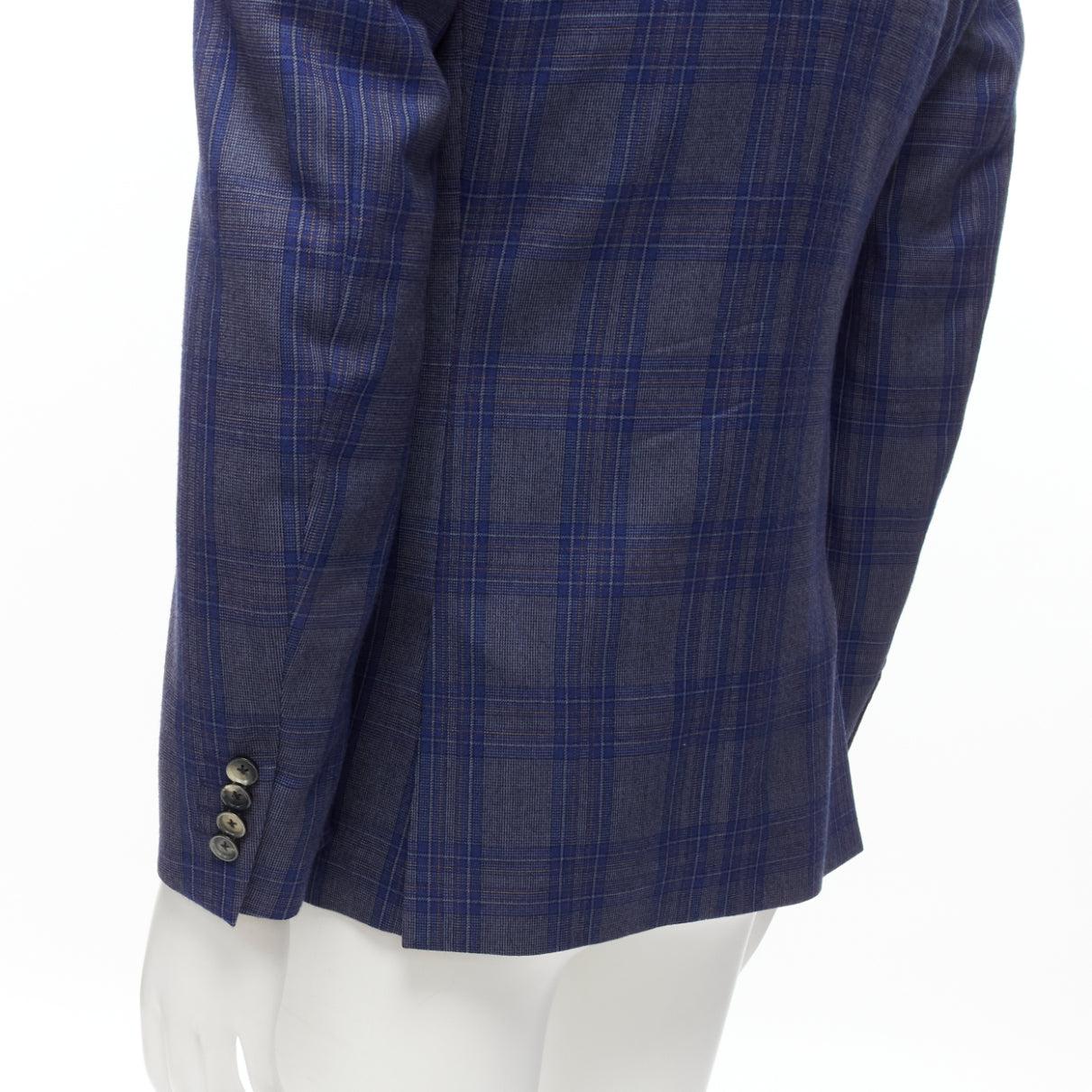 ALEXANDER MCQUEEN 2014 navy blue check wool double breasted blazer IT48 M For Sale 2