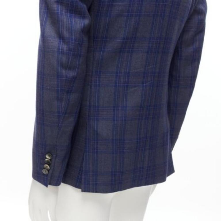 Blazer ALEXANDER MCQUEEN 2014 à carreaux bleu marine à double boutonnage IT48 M en vente 2
