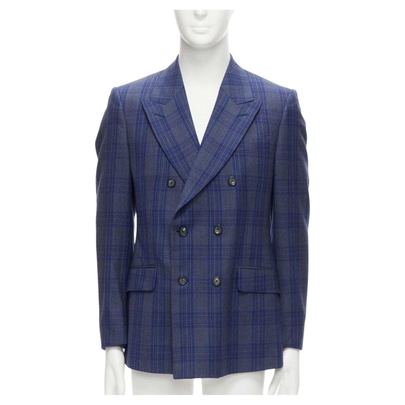 Blazer ALEXANDER MCQUEEN 2014 à carreaux bleu marine à double boutonnage IT48 M