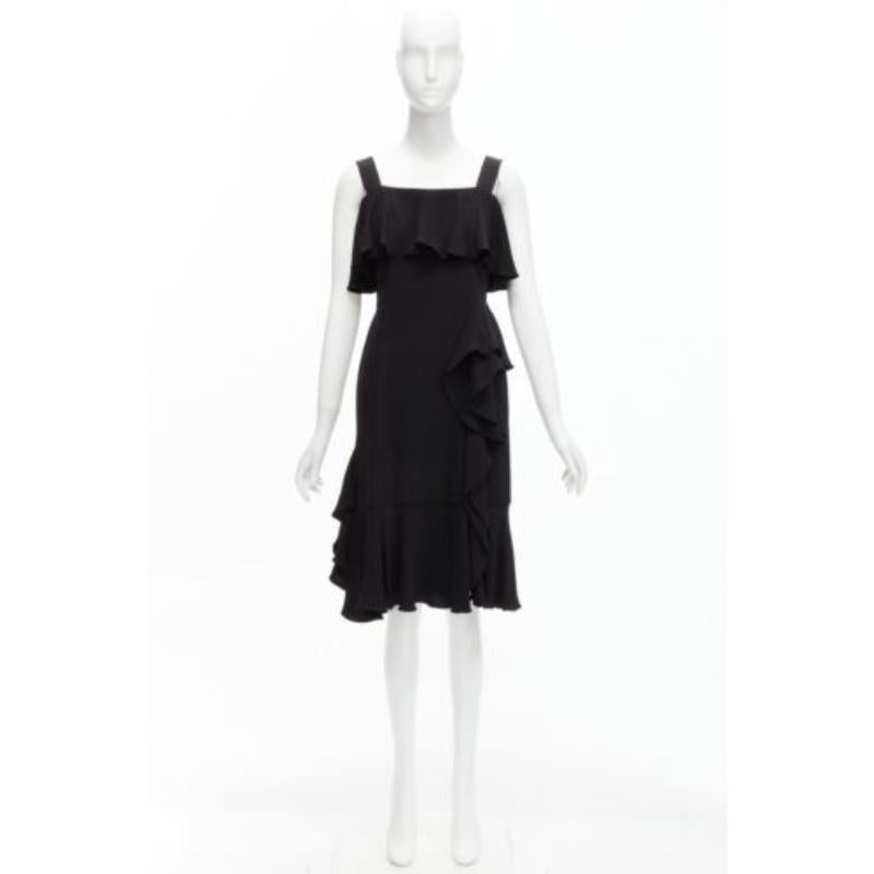 ALEXANDER MCQUEEN 2015 100% silk black asymmetric flutter cocktail dress IT38 XS For Sale 5