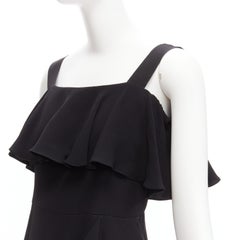 ALEXANDER MCQUEEN 2015 100% schwarzes asymmetrisches Flair-Cocktailkleid aus Seide IT38 XS