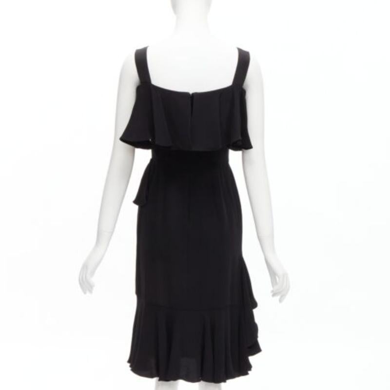 Women's ALEXANDER MCQUEEN 2015 100% silk black asymmetric flutter cocktail dress IT38 XS For Sale