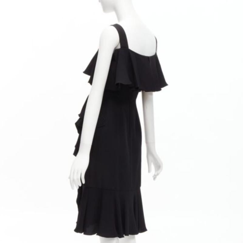ALEXANDER MCQUEEN 2015 100% silk black asymmetric flutter cocktail dress IT38 XS For Sale 1