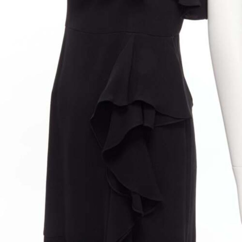 ALEXANDER MCQUEEN 2015 100% silk black asymmetric flutter cocktail dress IT38 XS For Sale 2