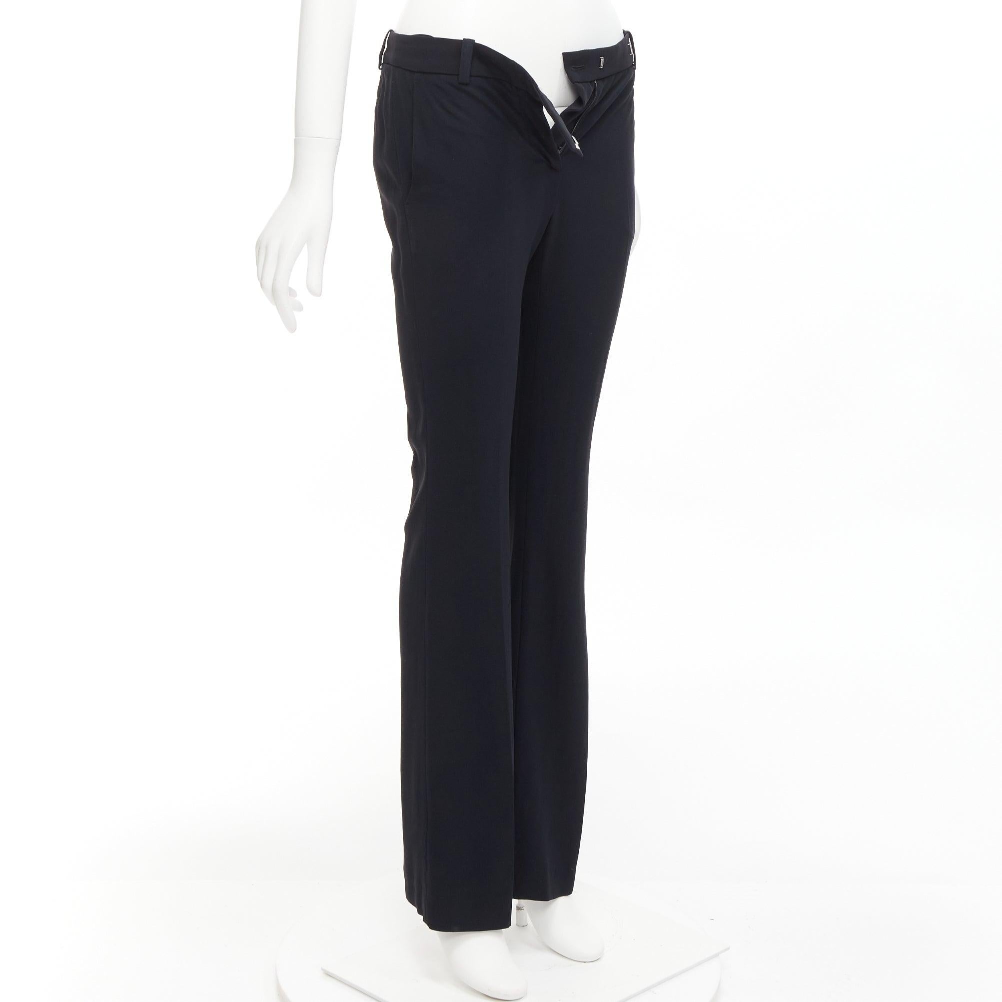 ALEXANDER MCQUEEN 2015 black minimal classic flared cropped dress pants IT36 XXS In Good Condition For Sale In Hong Kong, NT