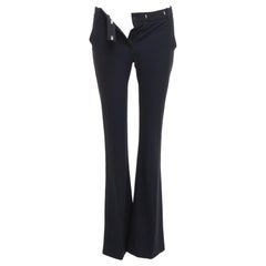 Alexander McQueen 2015 noir minimal classic flared cropped dress pants IT36 XXS