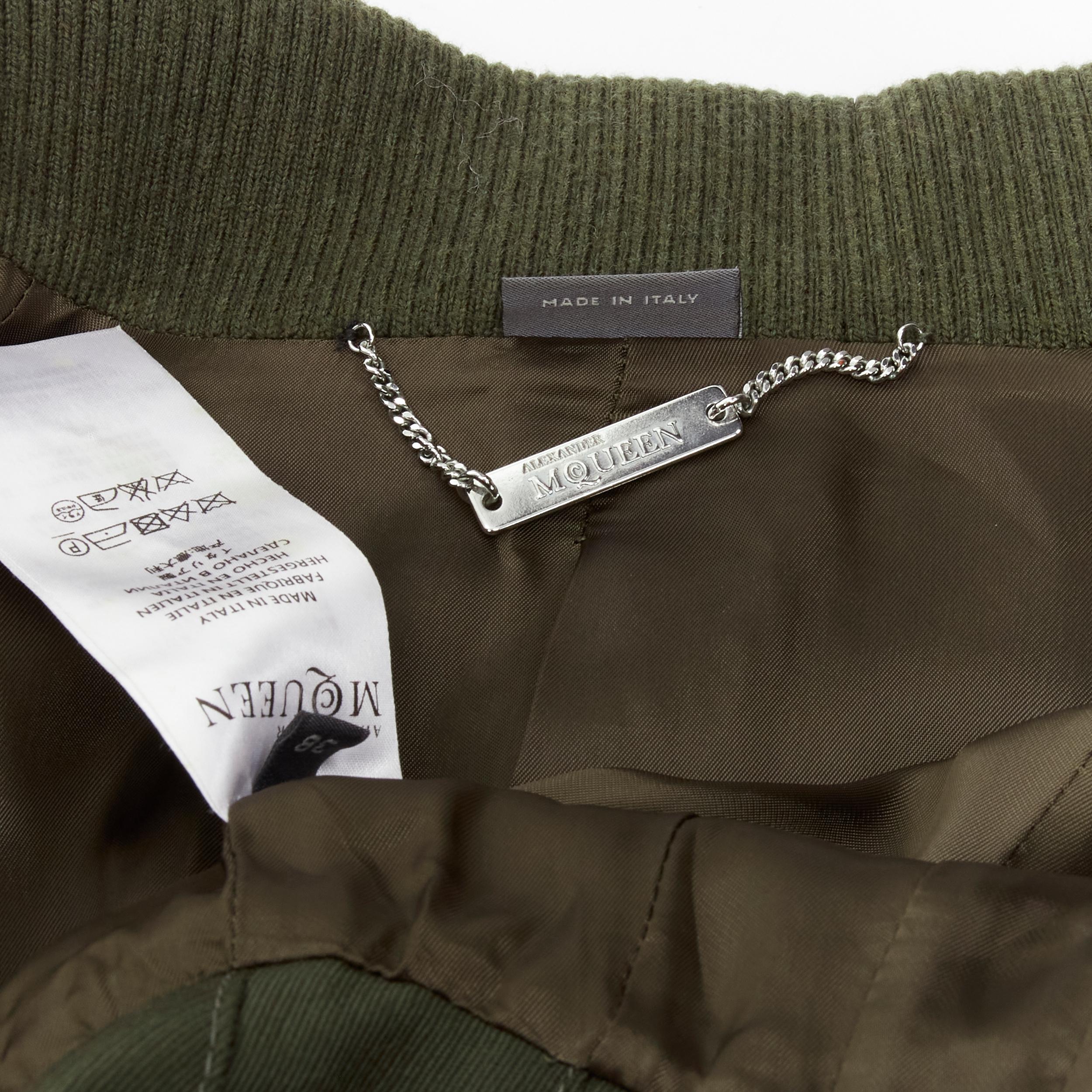 ALEXANDER MCQUEEN 2015 khaki green belted military cape jacket IT38 S 2