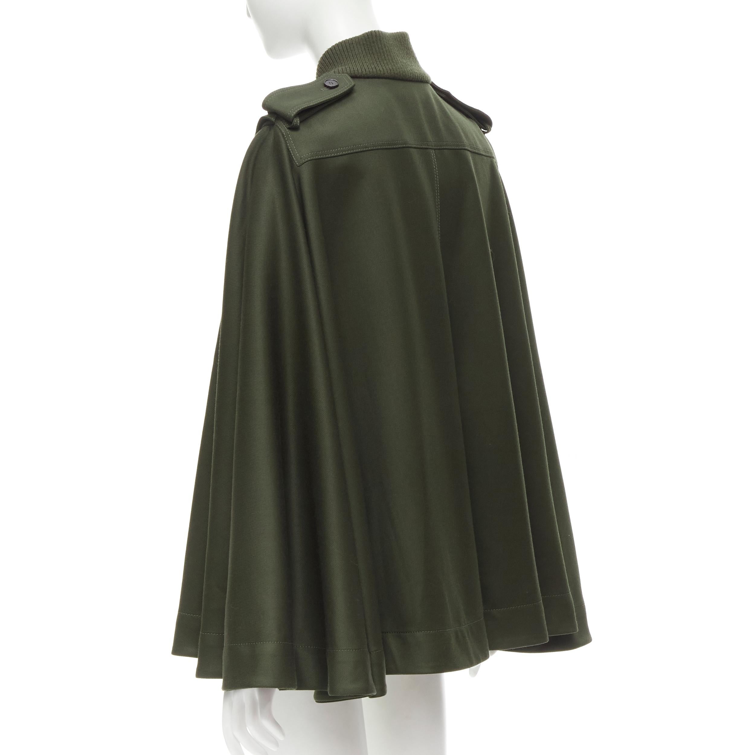 Beige ALEXANDER MCQUEEN 2015 khaki green belted military cape jacket IT38 S