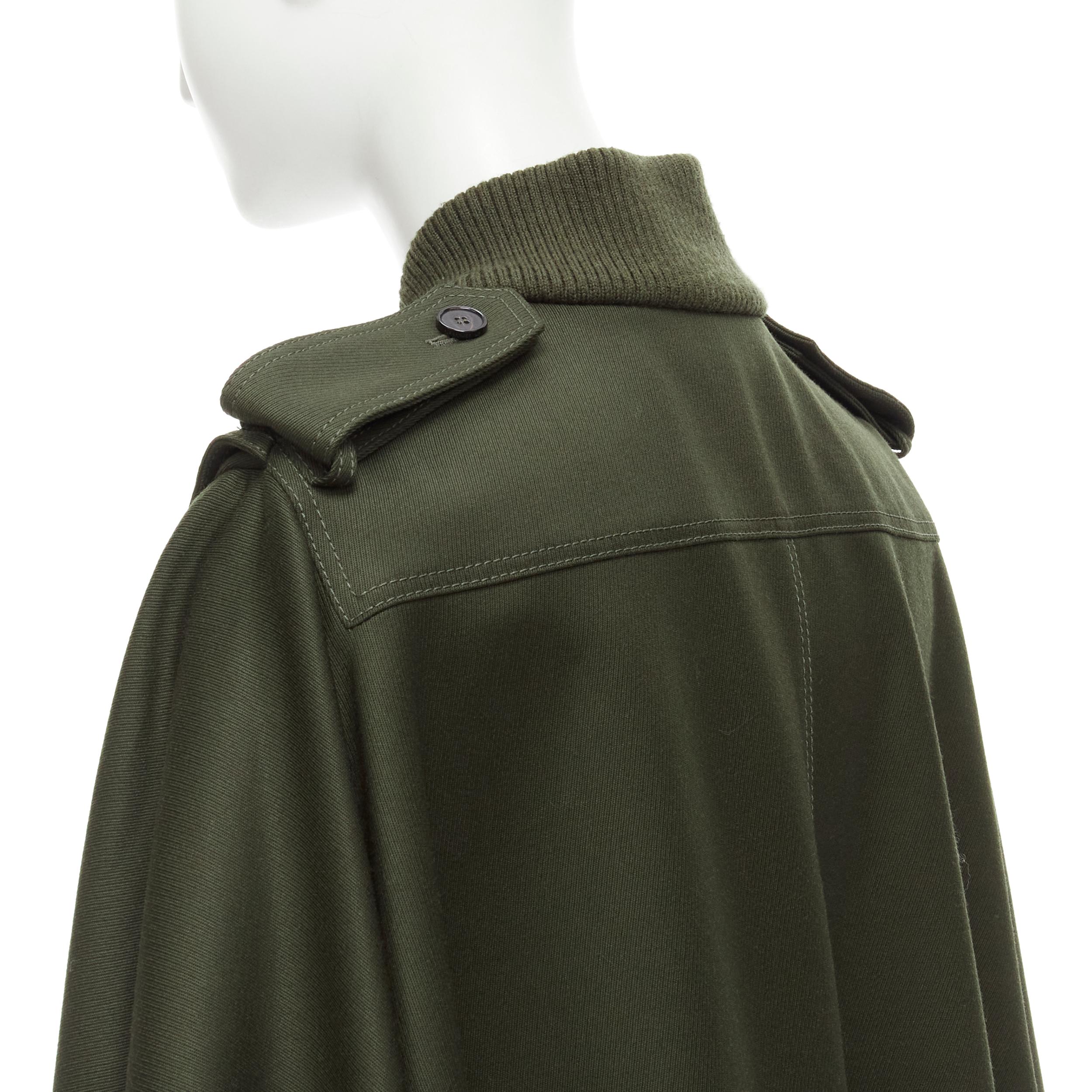 ALEXANDER MCQUEEN 2015 khaki green belted military cape jacket IT38 S 1