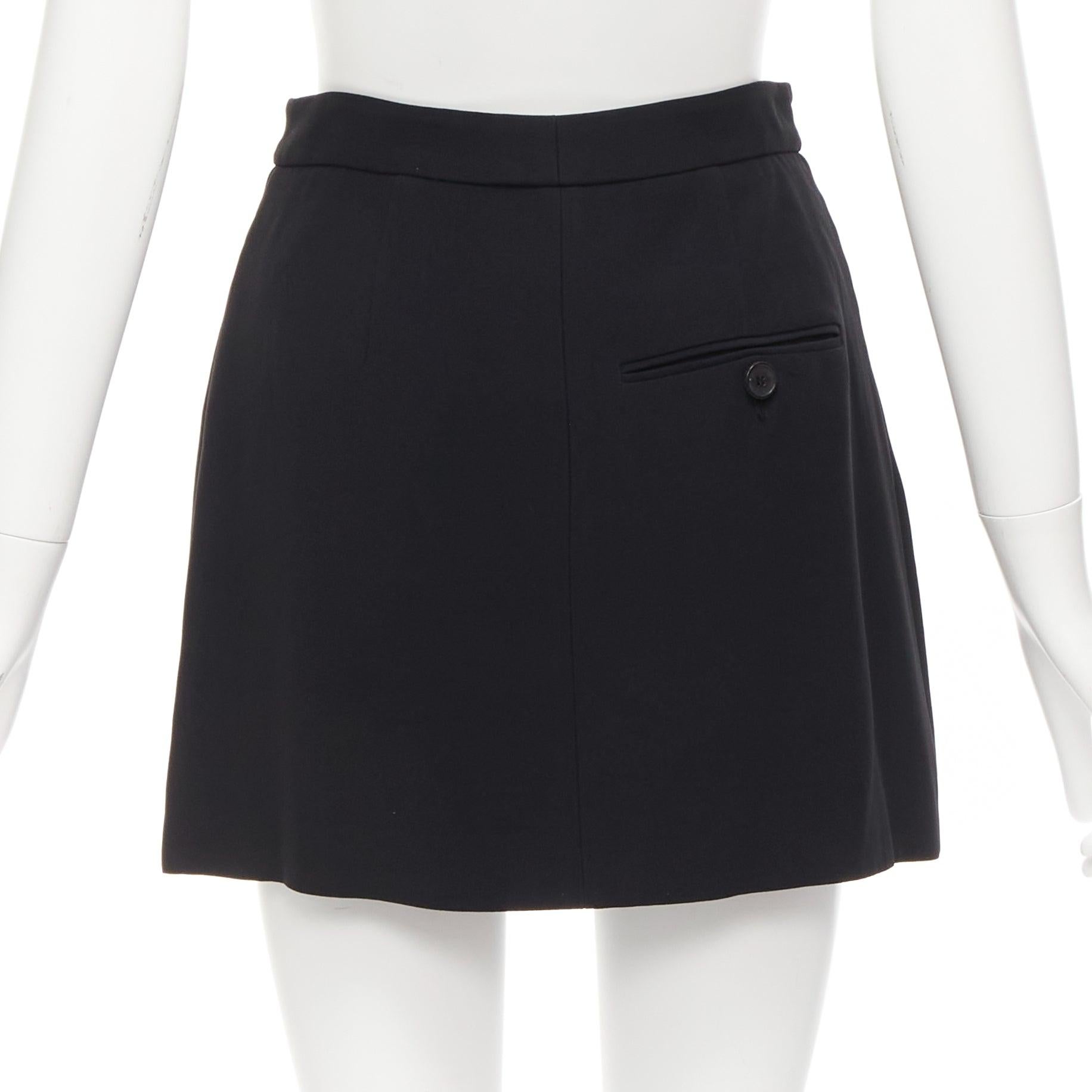 De las mujeres ALEXANDER MCQUEEN 2016 negro doble solapa frontal minimal vestido skort IT38 XS en venta
