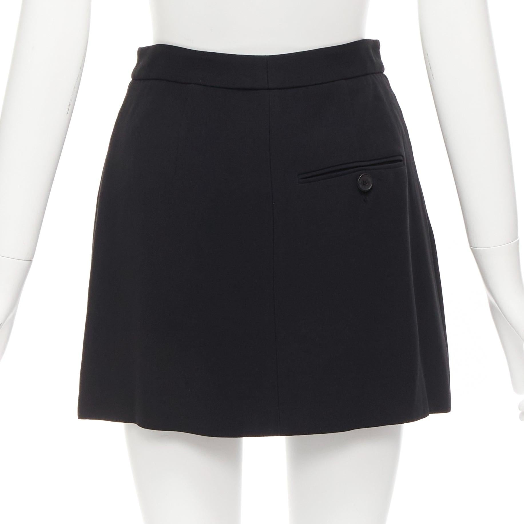 ALEXANDER MCQUEEN 2016 black double flap front minimal dress skort IT38 XS For Sale 1