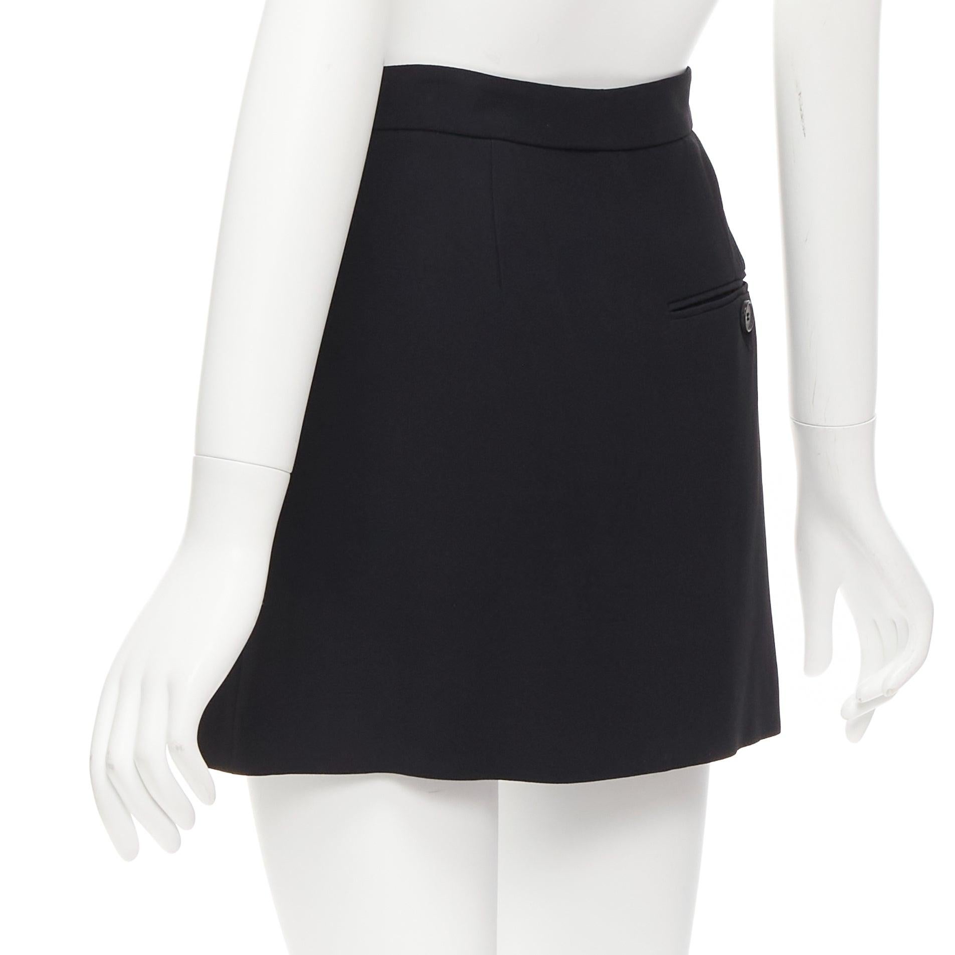 ALEXANDER MCQUEEN 2016 negro doble solapa frontal minimal vestido skort IT38 XS en venta 1