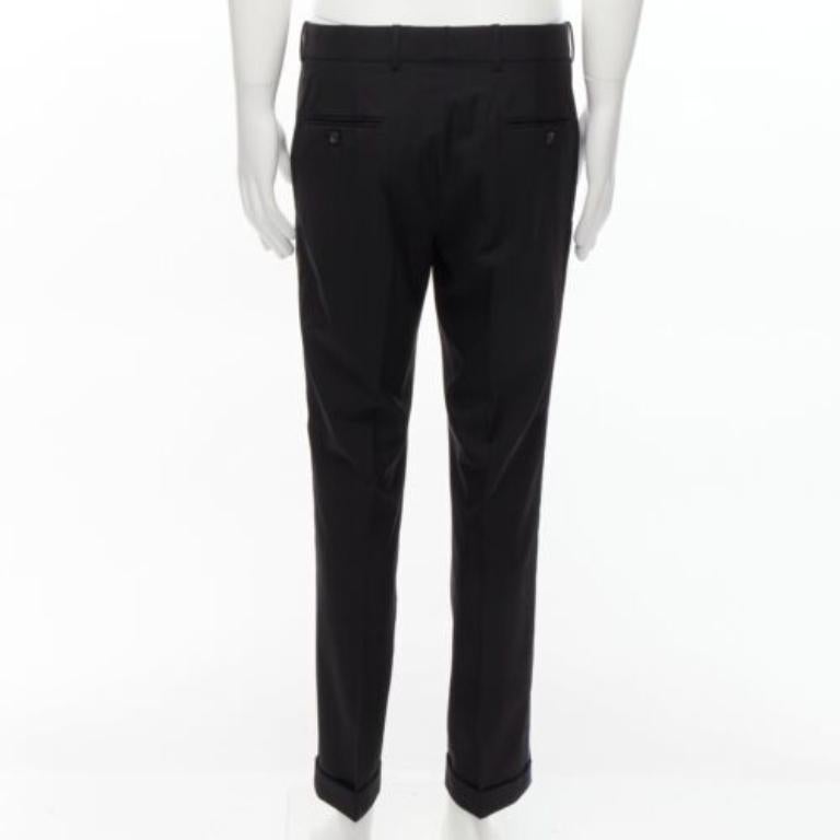 Pantalon ALEXANDER MCQUEEN 2016 avec bordure bleue en laine noire et jaune IT48 M Pour hommes en vente