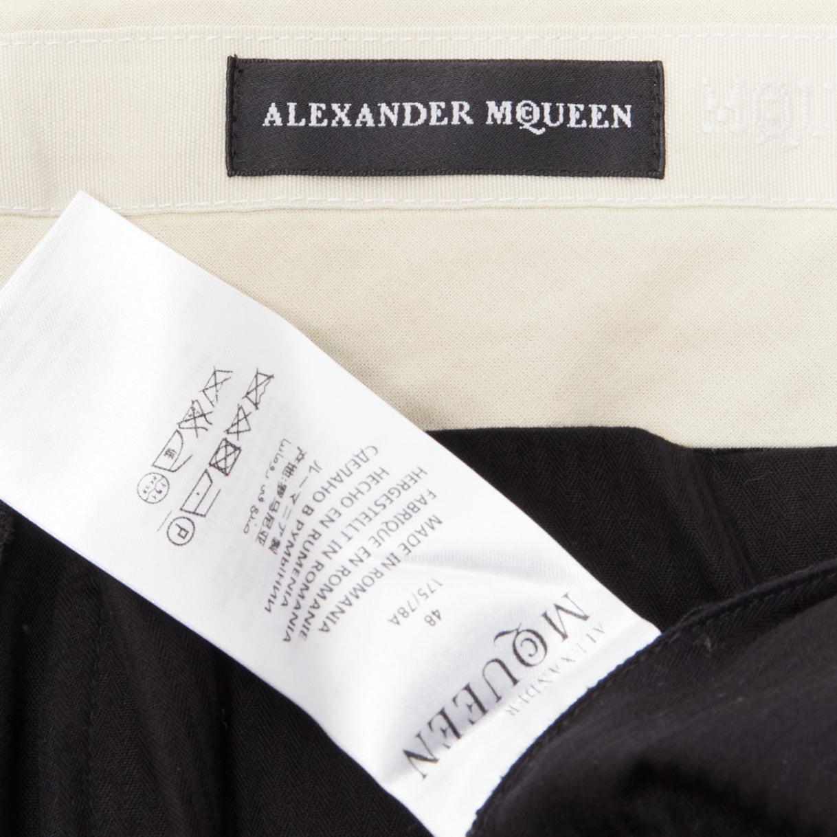 ALEXANDER MCQUEEN 2016 black wool blue trim yellow trousers pants IT48 M For Sale 3