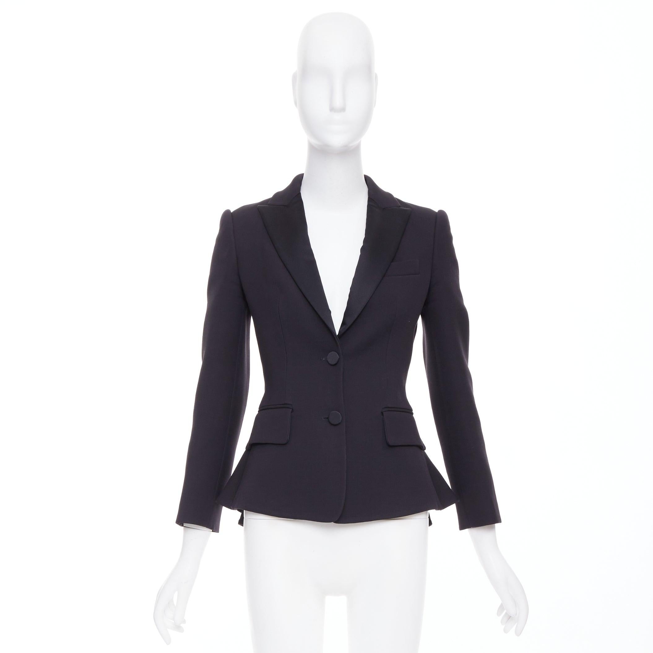 ALEXANDER MCQUEEN 2016 schwarz Wolle Seide geformt Schößchen Blazer Jacke IT38 XS im Angebot 5