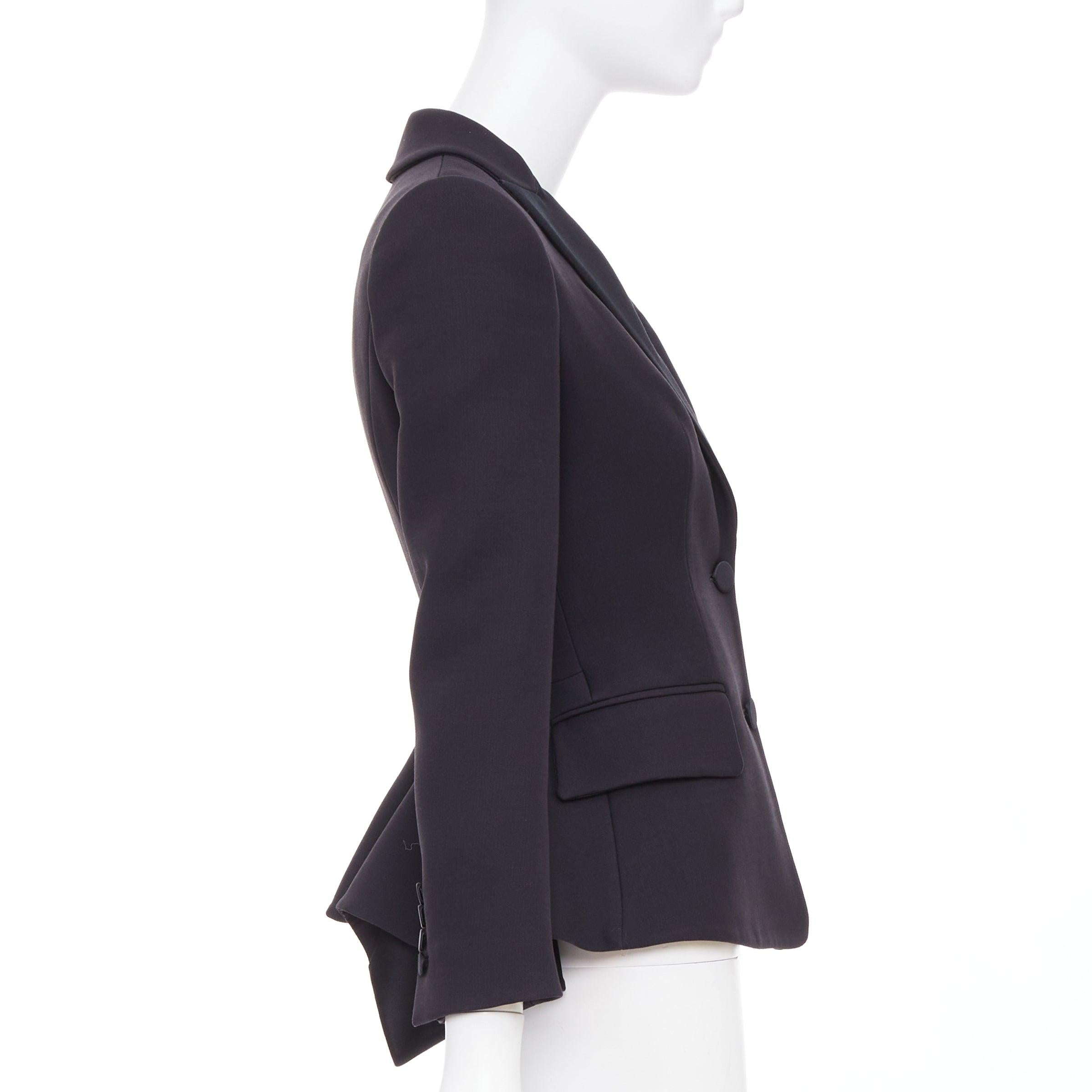 ALEXANDER MCQUEEN 2016 schwarz Wolle Seide geformt Schößchen Blazer Jacke IT38 XS Damen im Angebot