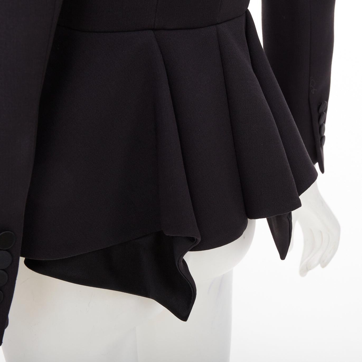 ALEXANDER MCQUEEN 2016 schwarz Wolle Seide geformt Schößchen Blazer Jacke IT38 XS im Angebot 2
