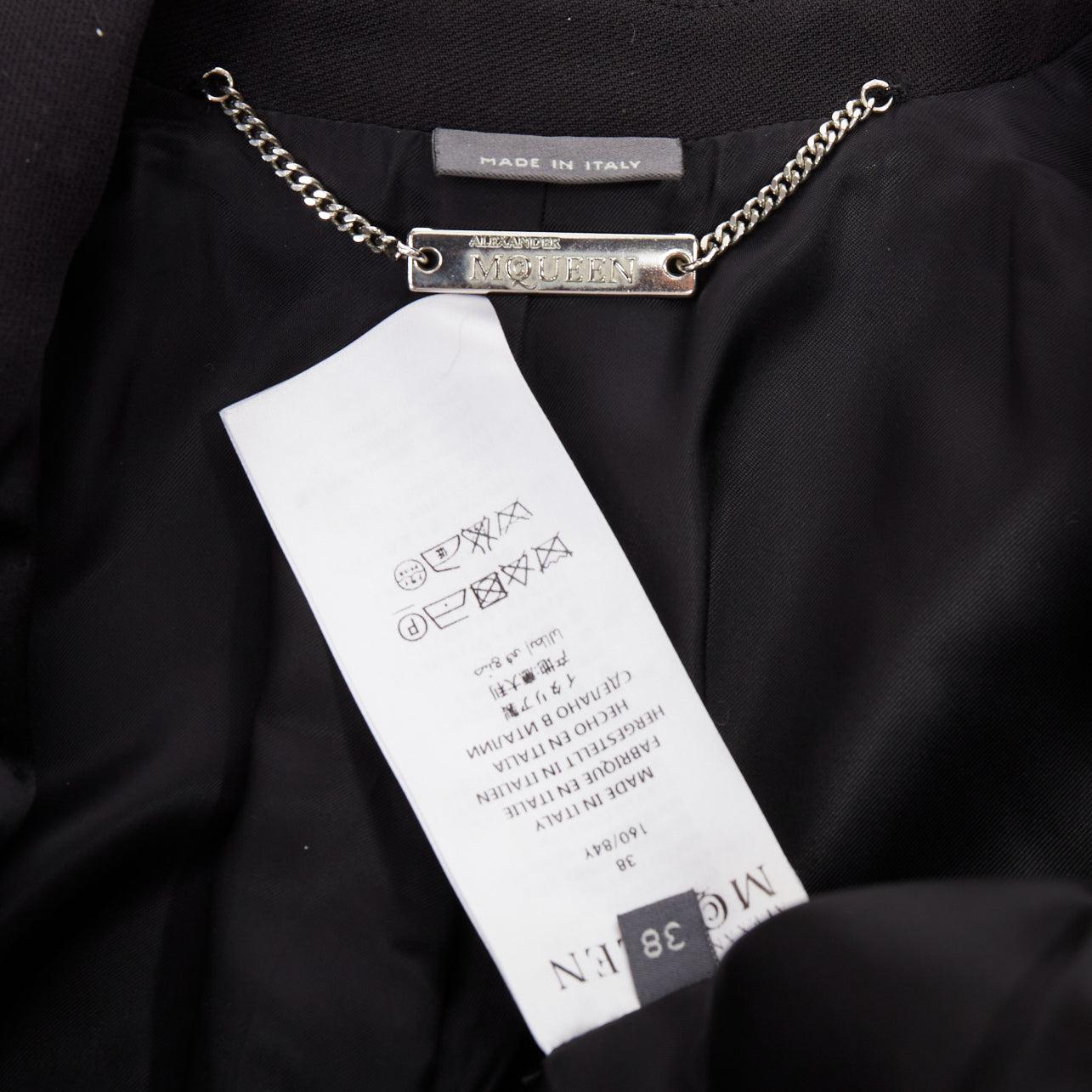 ALEXANDER MCQUEEN 2016 schwarz Wolle Seide geformt Schößchen Blazer Jacke IT38 XS im Angebot 4