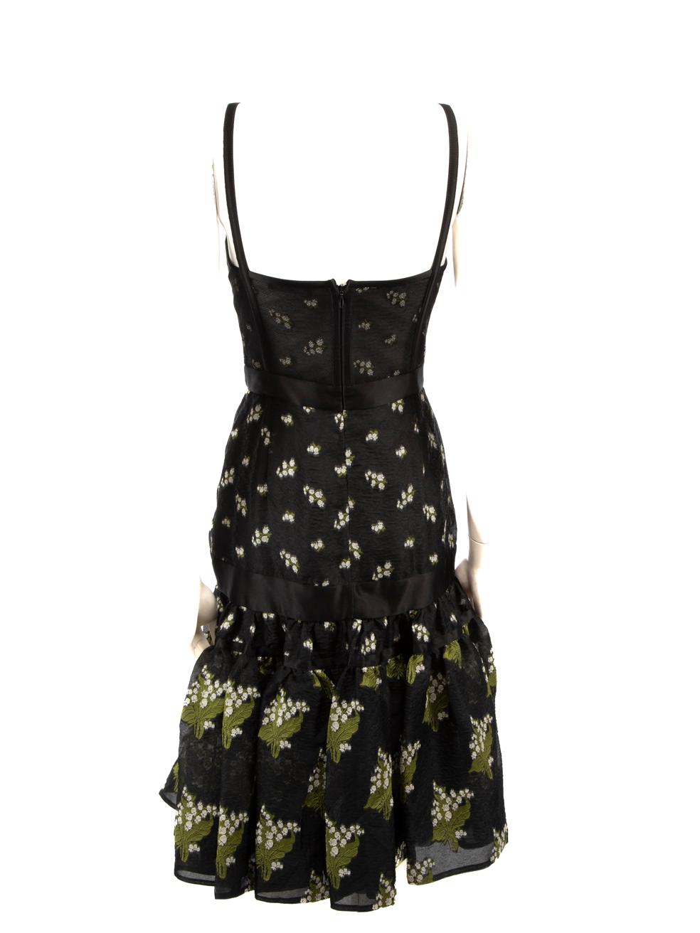 Black Alexander McQueen 2016 Embroidered Peplum-Hem Bustier Dress Size S For Sale