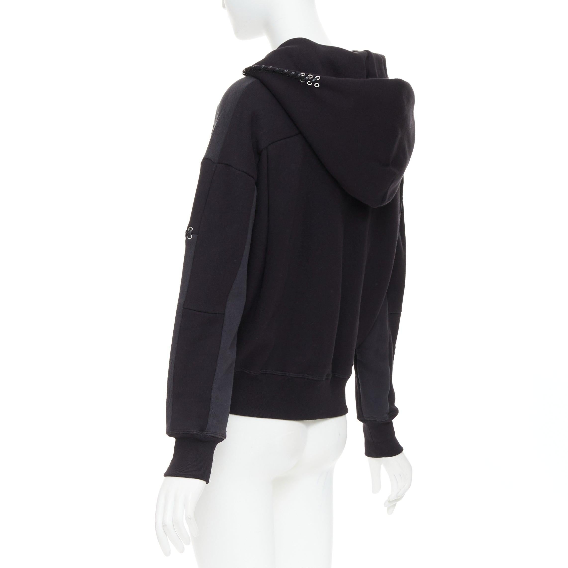 ALEXANDER MCQUEEN 2017 black multicolour embroidery patchwork hoodie IT40 S For Sale 1