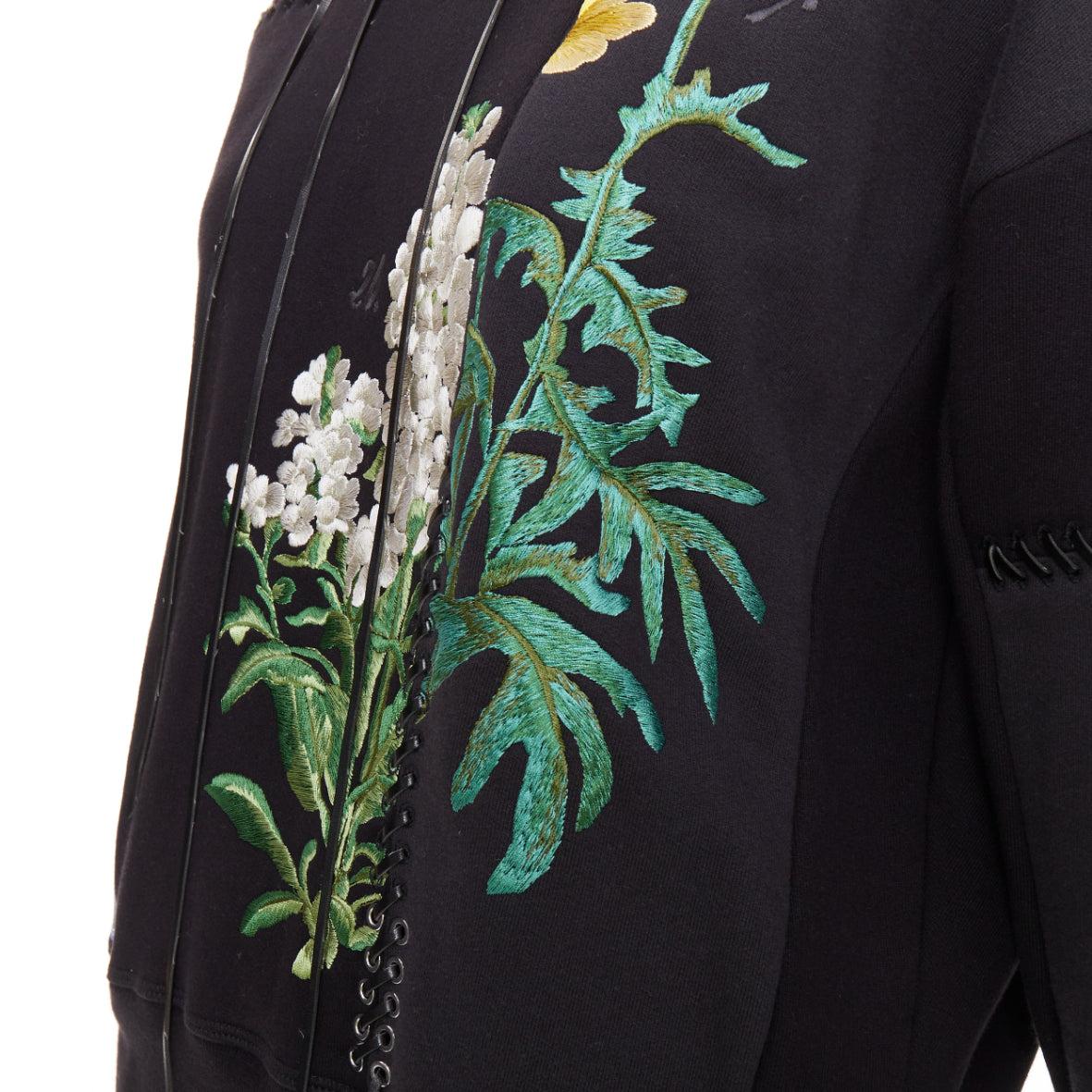 ALEXANDER MCQUEEN 2017 black multicolour embroidery patchwork hoodie IT40 S For Sale 2