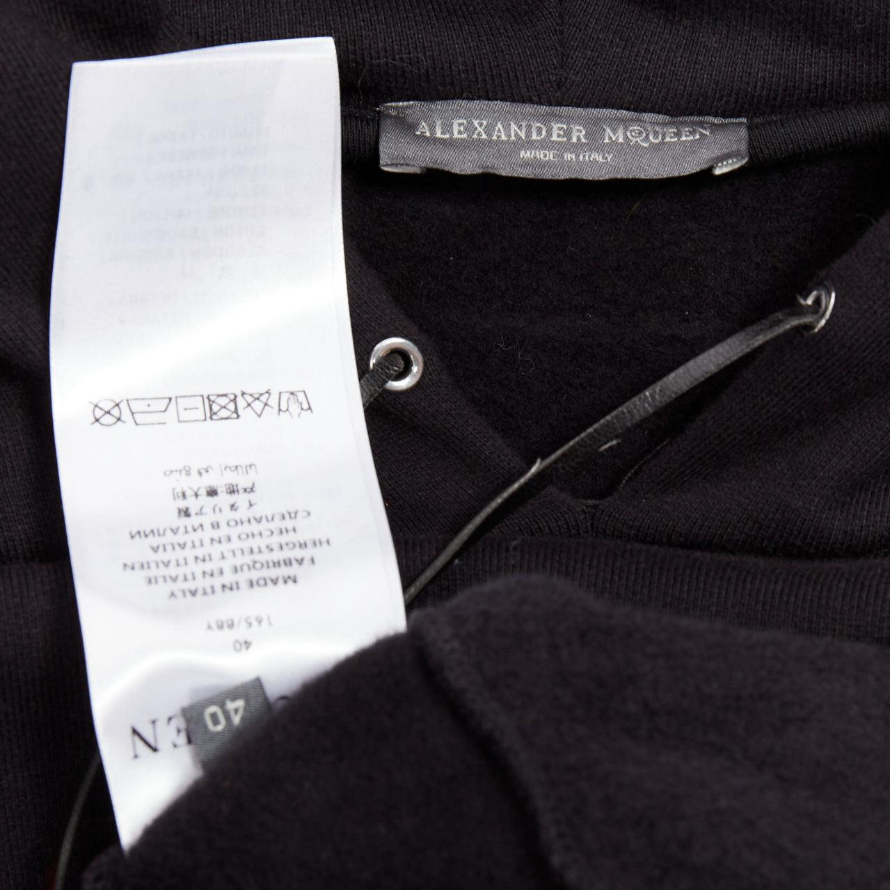 ALEXANDER MCQUEEN 2017 black multicolour embroidery patchwork hoodie IT40 S For Sale 3