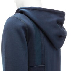ALEXANDER MCQUEEN 2017 navy cotton blend half zip panelled hoodie M
