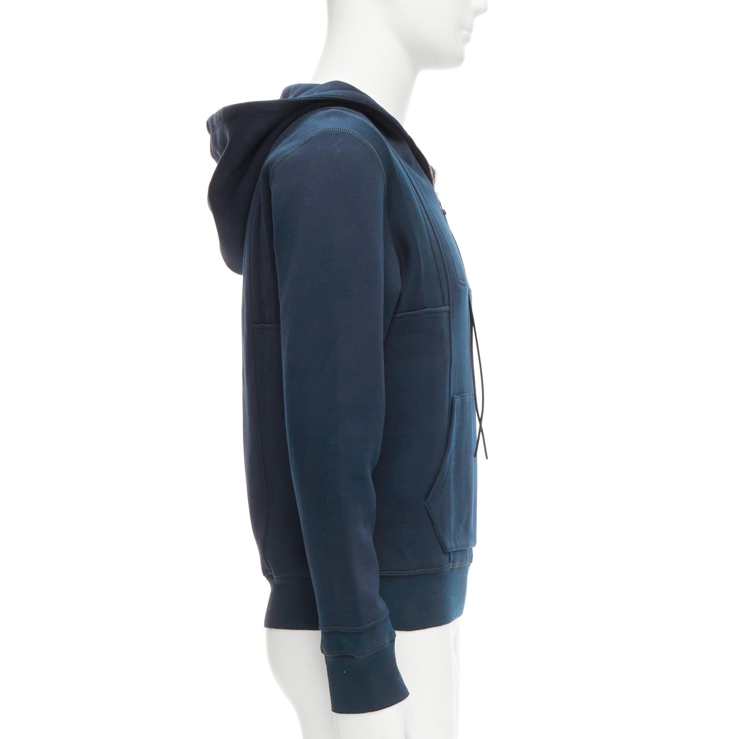ALEXANDER MCQUEEN 2017 navy cotton blend half zip panelled hoodie M In Good Condition For Sale In Hong Kong, NT