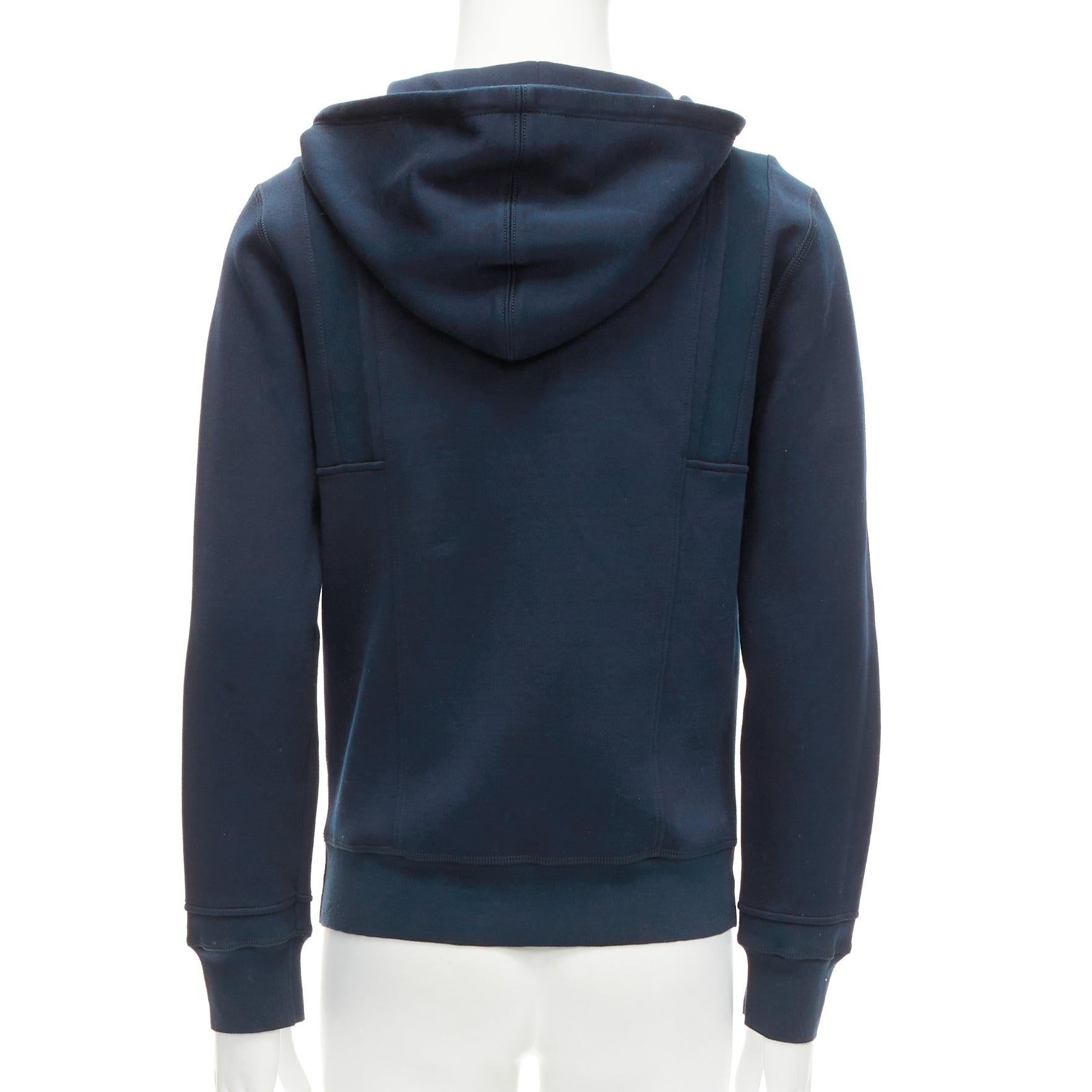 Men's ALEXANDER MCQUEEN 2017 navy cotton blend half zip panelled hoodie M For Sale