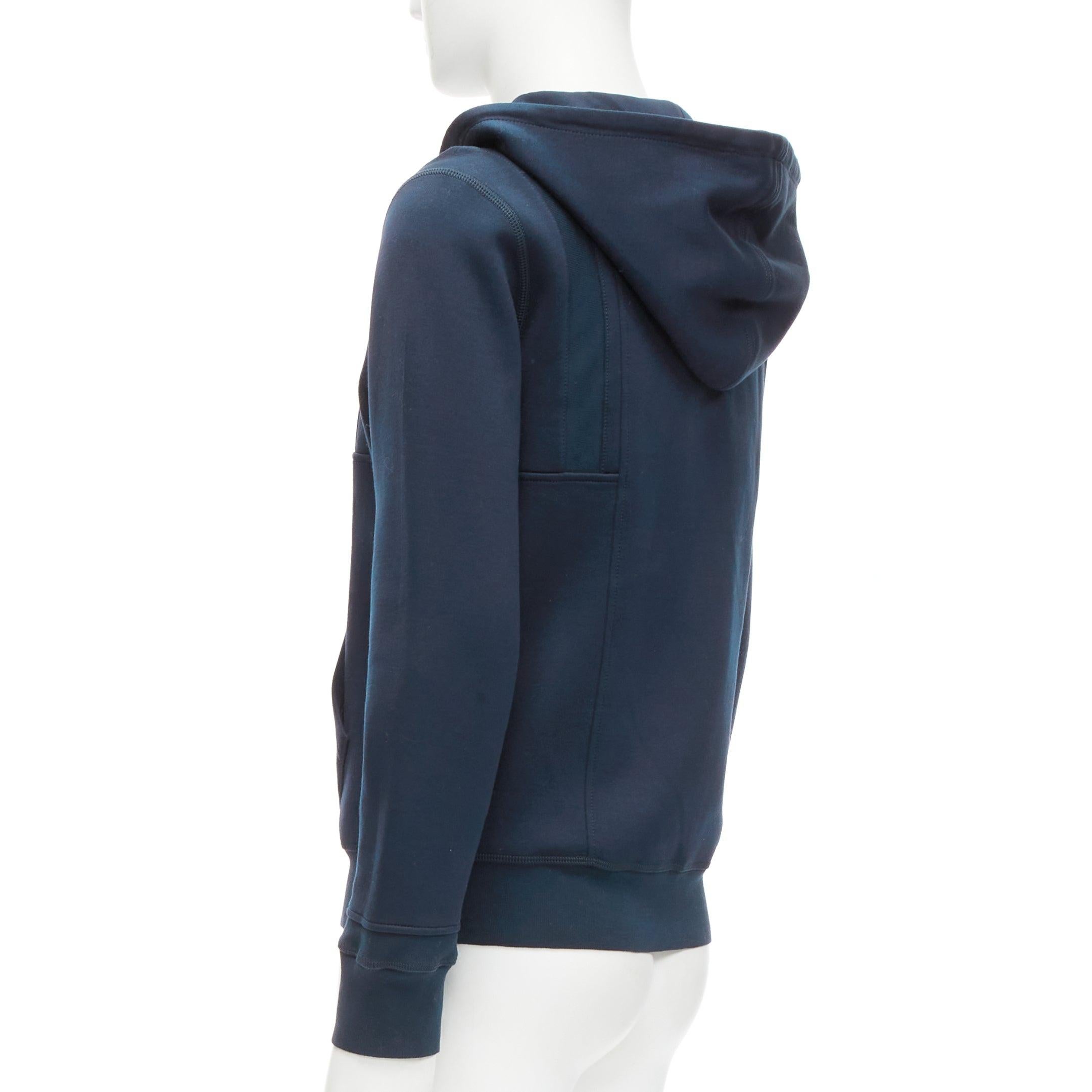 ALEXANDER MCQUEEN 2017 navy cotton blend half zip panelled hoodie M For Sale 1