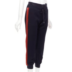 ALEXANDER MCQUEEN 2017 navy pink red double waistband jogger pants IT38 XS