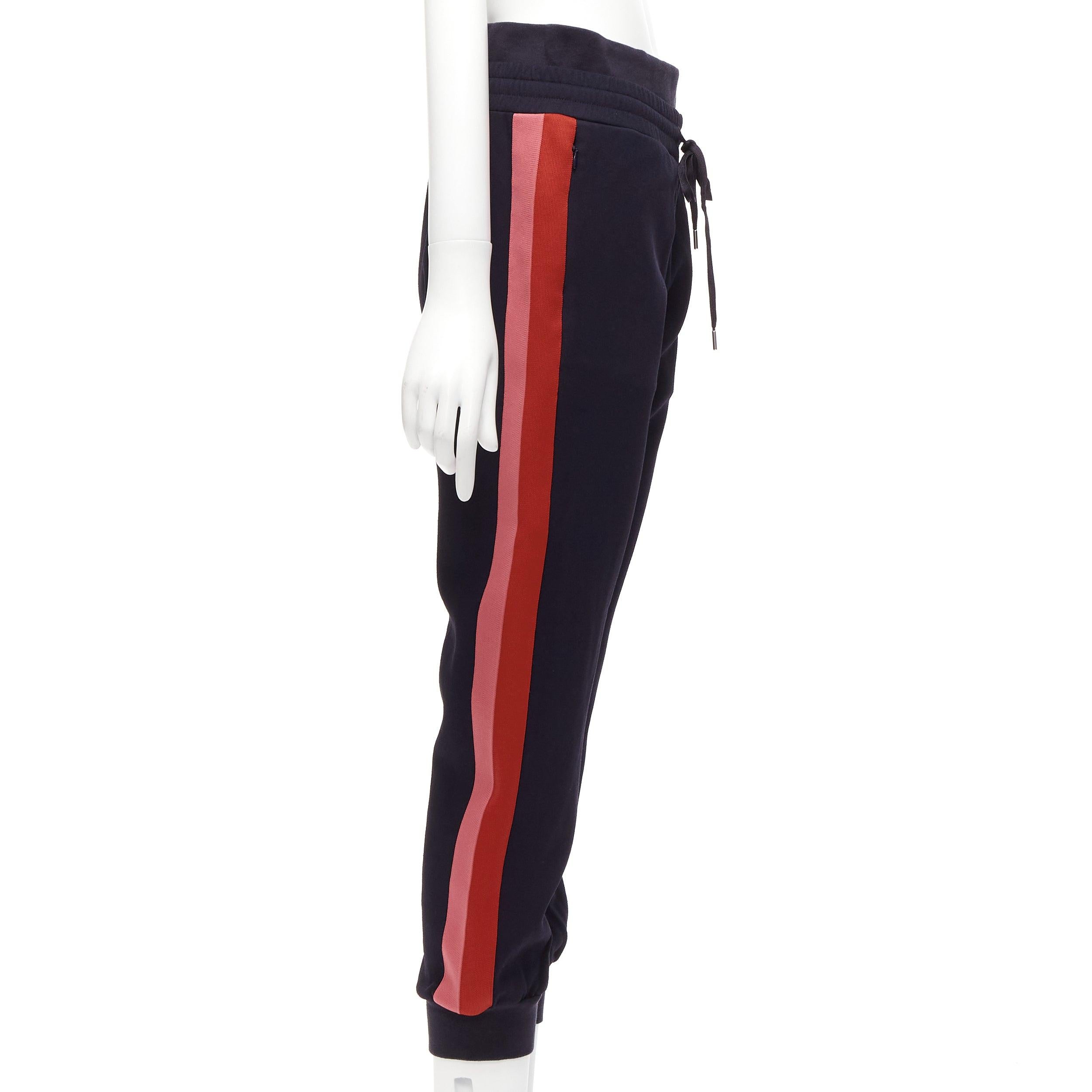 Black ALEXANDER MCQUEEN 2017 navy pink red double waistband jogger pants IT38 XS For Sale
