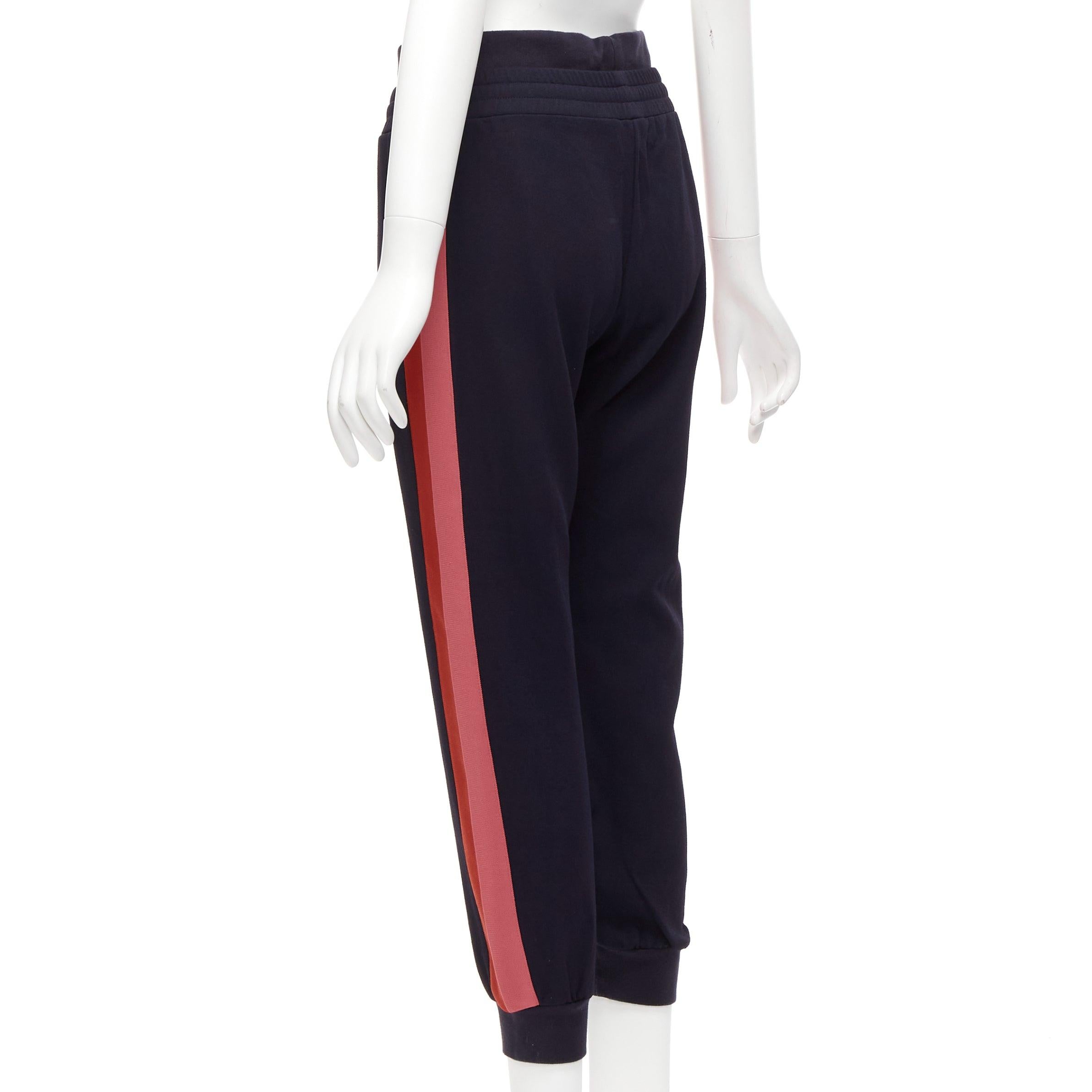 Women's ALEXANDER MCQUEEN 2017 navy pink red double waistband jogger pants IT38 XS For Sale