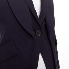 ALEXANDER MCQUEEN 2017 navy wool layered double collar blazer jacket IT38 XS