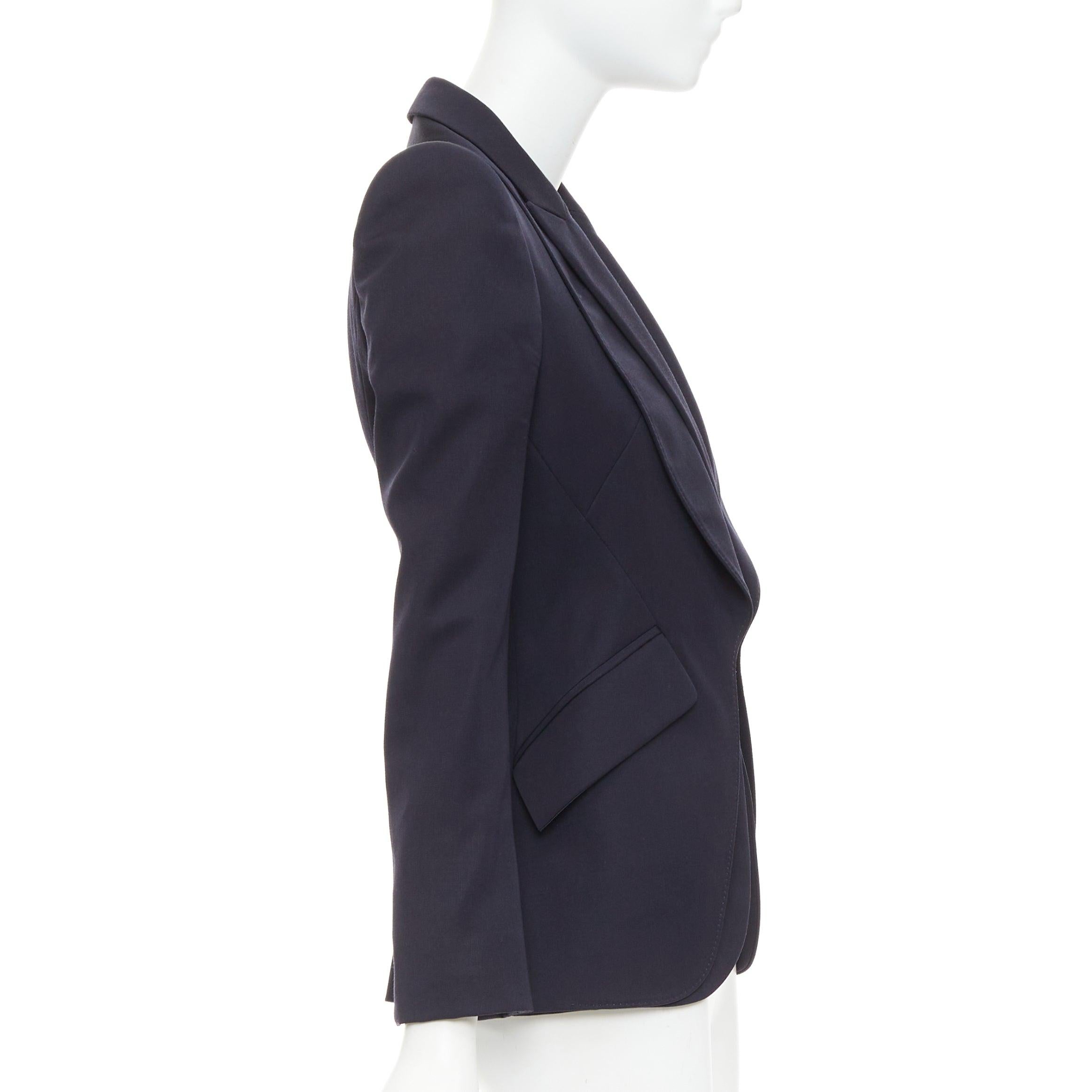 Women's ALEXANDER MCQUEEN 2017 navy wool layered double collar blazer jacket IT38 XS For Sale