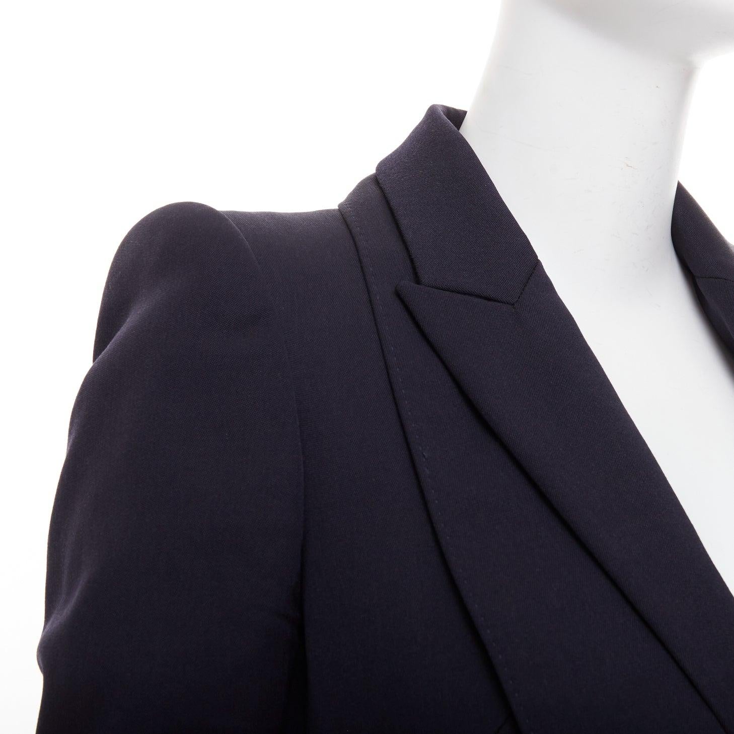 ALEXANDER MCQUEEN 2017 navy wool layered double collar blazer jacket IT38 XS For Sale 3