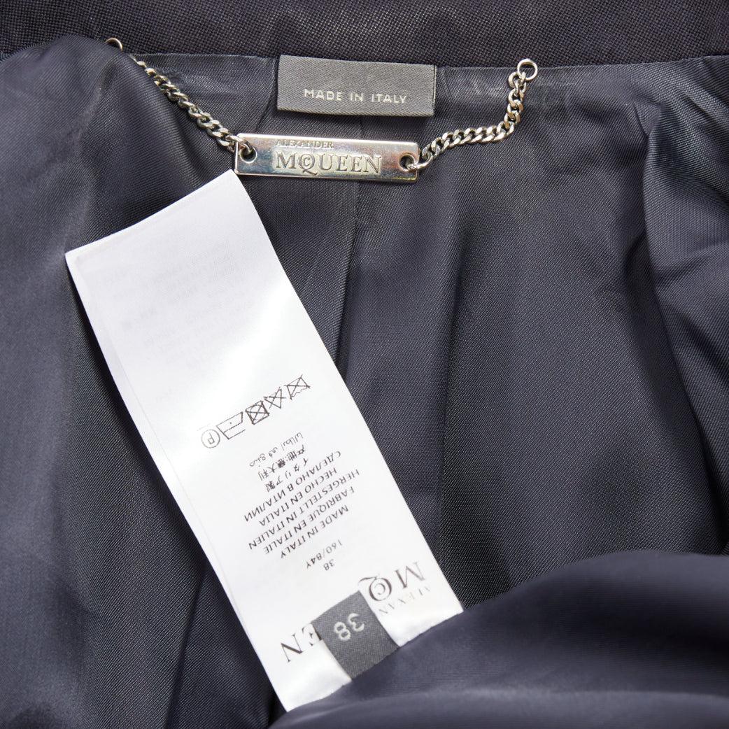 ALEXANDER MCQUEEN 2017 navy wool layered double collar blazer jacket IT38 XS For Sale 4