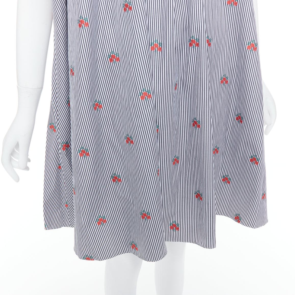 ALEXANDER MCQUEEN 2017 red floral blue pinstripe ruffle tent dress IT42 M For Sale 3