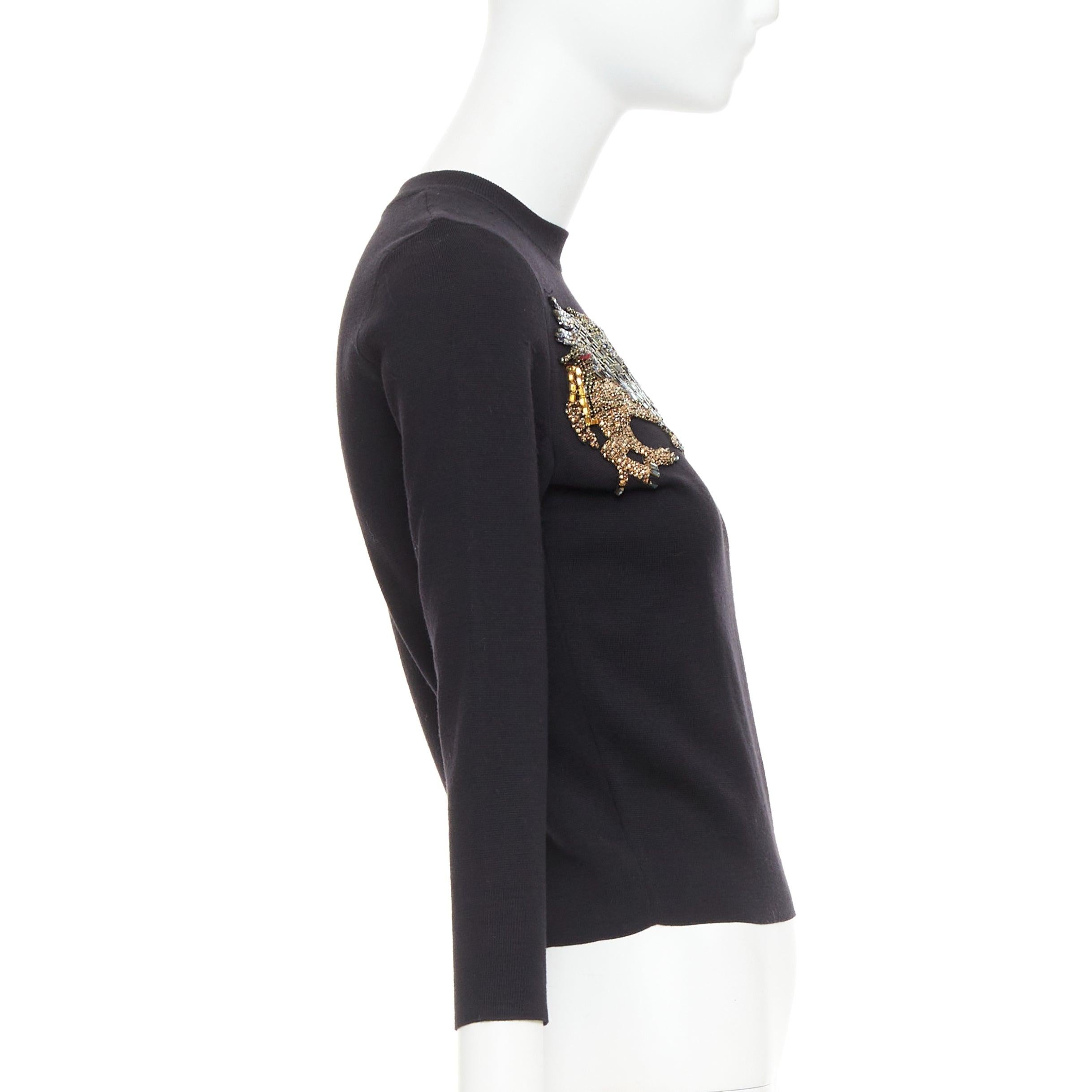 ALEXANDER MCQUEEN 2017 Wolle Mythical Creature strassbesetzter Pullover XS im Zustand „Hervorragend“ im Angebot in Hong Kong, NT