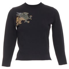 ALEXANDER MCQUEEN 2017 wool Mythical Creature rhinestone embellished sweater XS