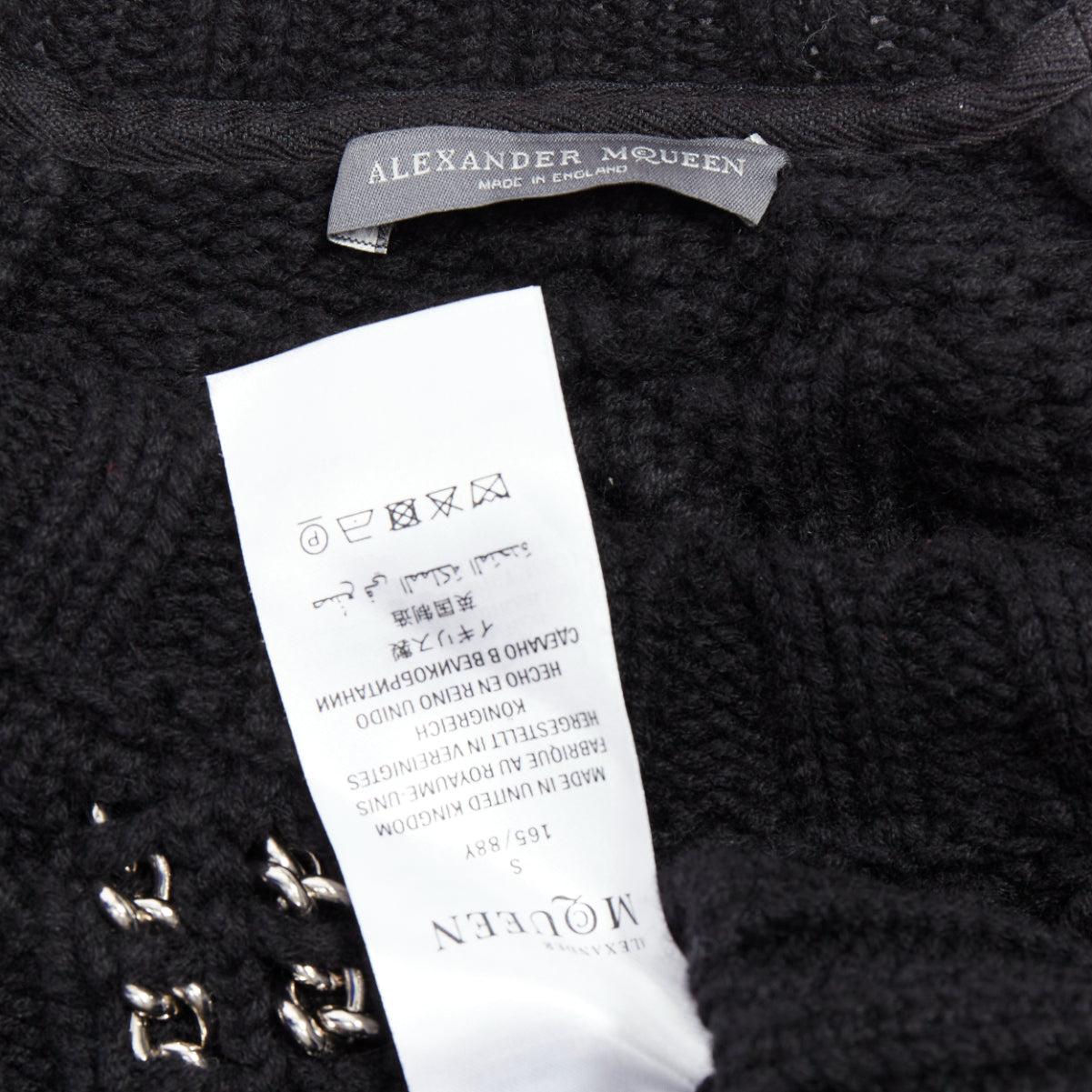 ALEXANDER MCQUEEN 2018 100% cashmere silver chain cold shoulder sweater S For Sale 3